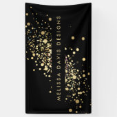 Faux Gold Confetti op zwarte banner (Verticaal)