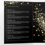 Faux Gold Confetti op zwarte brochure Drieluik Kaart (Binnenzijde eerst)