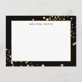 Faux Gold Confetti op zwarte platte Notecard Notitiekaartje