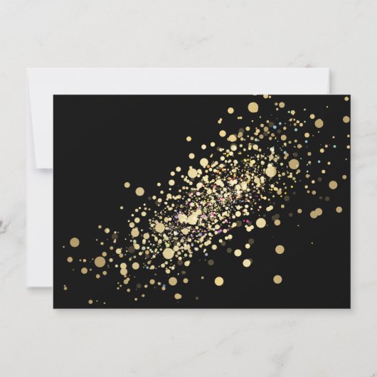 Faux Gold Confetti op zwarte platte Notecard Notitiekaartje (Achterkant)