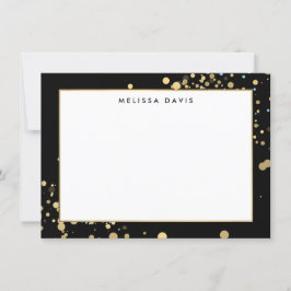 Faux Gold Confetti op zwarte platte Notecard Notitiekaartje