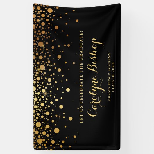 Faux Gold Confetti - Persoonlijk Afstuderen | Zwar Spandoek (Verticaal)
