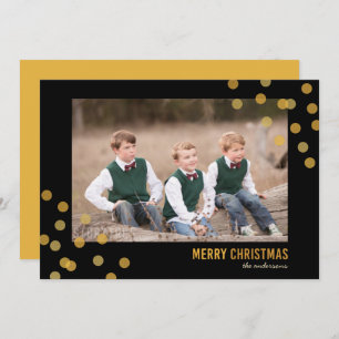 Faux Gold Confetti Photo Merry-kerstkaart Kaart