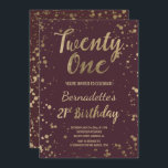 Faux gold confetti red chic 21st Birthday Kaart<br><div class="desc">Faux gold confetti splatters 21st Birthday A modern 21st Birthday party, met moderne, originele en eenvoudige faux goudfolie-uitnodiging met gouden confetti splatters en met de hand geschreven stijl borsteltypografie op een volledig aanpasbare rode ondergrond. . Als u een gewijzigde en aangepaste tekst nodig hebt, aarzel dan niet om contact met...</div>