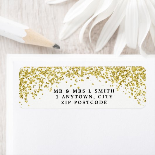 Faux Gold confetti retour adreslabels Etiket (Insitu)