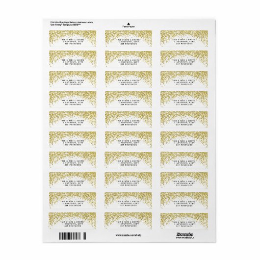 Faux Gold confetti retour adreslabels Etiket (Full Sheet)