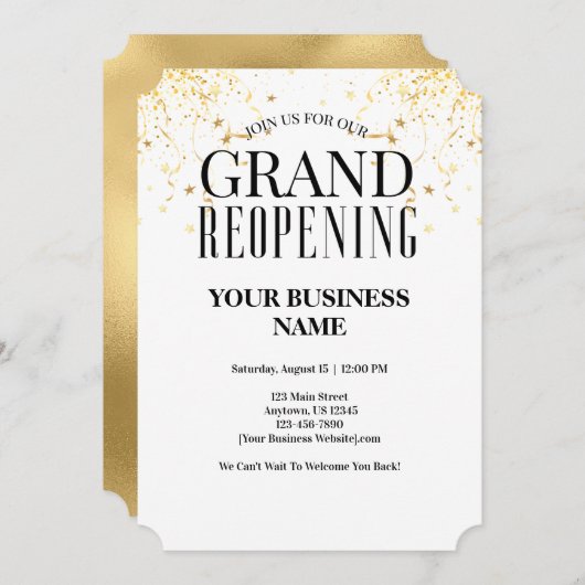 Faux Gold Confetti Stars Groot heropenen Kaart (Voorkant / Achterkant)