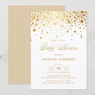 Faux Gold Confetti Stippen Baby shower Kaart