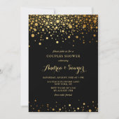 Faux Gold Confetti Stippen Black Couples Shower Kaart (Voorkant)