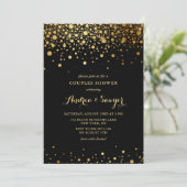 Faux Gold Confetti Stippen Black Couples Shower Kaart (Staand voorkant)