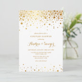 Faux Gold Confetti Stippen Couples Showuitnodiging Kaart (Staand voorkant)