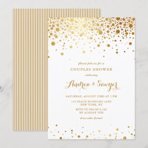 Faux Gold Confetti Stippen Couples Showuitnodiging Kaart