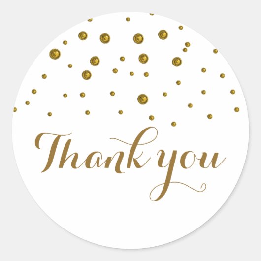 Faux Gold Confetti Stippen Dank u Ronde Sticker (Voorkant)