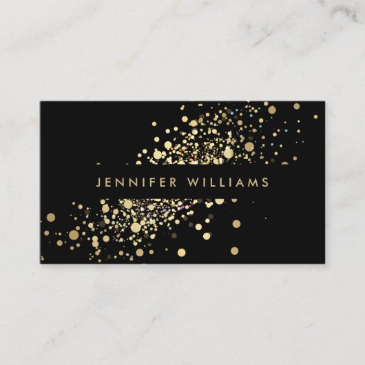Faux Gold Confetti Stippen Event Planner, Stylist Visitekaartje (Voorkant)