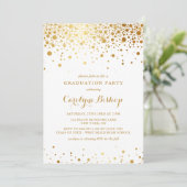 Faux Gold Confetti Stippen Graduation Party Kaart (Staand voorkant)