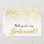Faux Gold Confetti Stippen Wil je mijn bruidsmeisj Kaart (Voorkant / Achterkant)