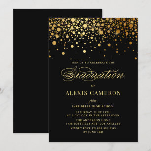 Faux Gold Confetti Stippen Zwart Afstuderen Kaart