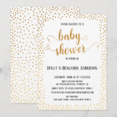 Faux Gold Confetti Typografie Baby shower Kaart (Voorkant / Achterkant)