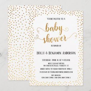 Faux Gold Confetti Typografie Baby shower Kaart