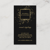 Faux Gold-Confetti, verspreid over Modern Black Visitekaartje (Achterkant)