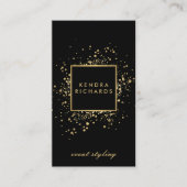 Faux Gold-Confetti, verspreid over Modern Black Visitekaartje (Voorkant)
