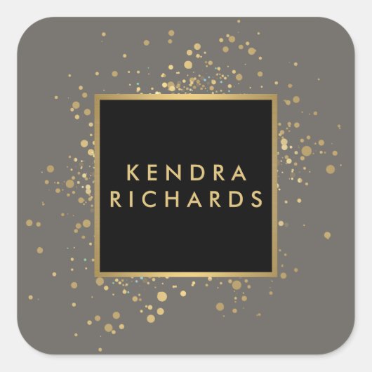 Faux Gold-Confetti, verspreid over Modern Grey Vierkante Sticker (Voorkant)