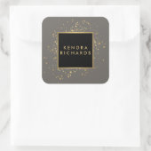 Faux Gold-Confetti, verspreid over Modern Grey Vierkante Sticker (Tas)