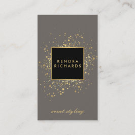 Faux Gold-Confetti, verspreid over Modern Grey Visitekaartje