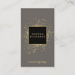 Faux Gold-Confetti, verspreid over Modern Grey Visitekaartje