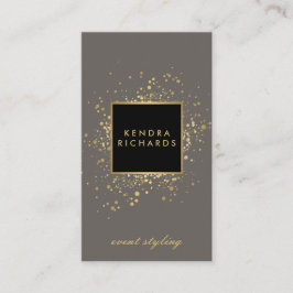 Faux Gold-Confetti, verspreid over Modern Grey Visitekaartje