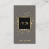 Faux Gold-Confetti, verspreid over Modern Grey Visitekaartje (Voorkant)