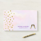 Faux Gold Confetti w/Champagne Glasses Wedding Post-it® Notes (Op bureau)