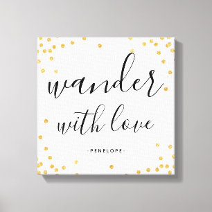 Faux Gold Confetti Wander met Love Canvas