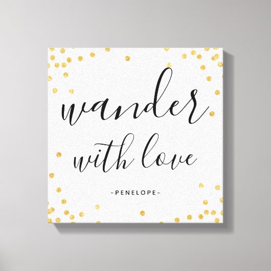 Faux Gold Confetti Wander met Love Canvas Afdruk (Voorkant)