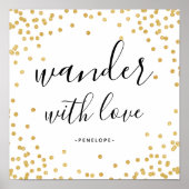 Faux Gold Confetti Wander met Poster Love (Voorkant)