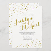 Faux Gold Confetti Wedding Invitation Kaart (Voorkant / Achterkant)