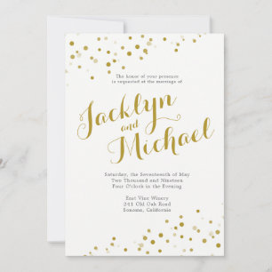 Faux Gold Confetti Wedding Invitation Kaart