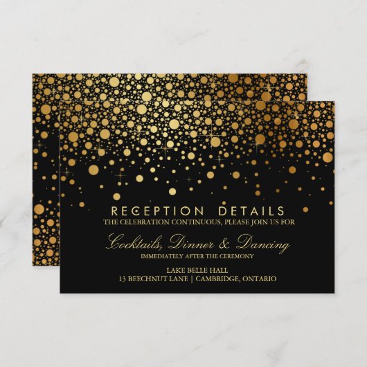 Faux Gold Confetti Wedding Reception Kaart (Voorkant / Achterkant)