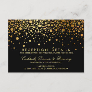 Faux Gold Confetti Wedding Reception Kaart