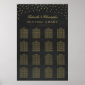 Faux Gold Confetti Wedding Seating Chart 16 Tabel Poster (Voorkant)