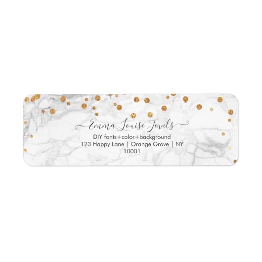 Faux Gold confetti white marble PixDezines Etiket (Voorkant)