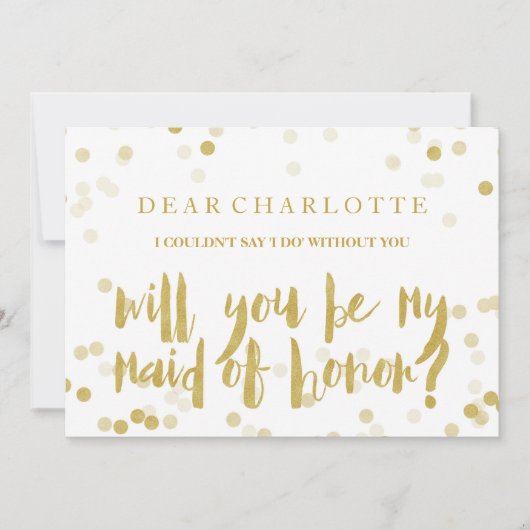 Faux Gold Confetti Wil je mijn Maid of Honor zijn? Kaart (Voorkant)