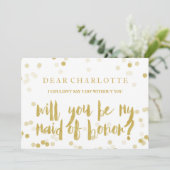 Faux Gold Confetti Wil je mijn Maid of Honor zijn? Kaart (Staand voorkant)