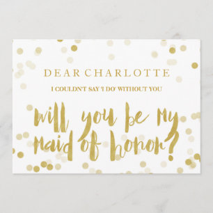 Faux Gold Confetti Wil je mijn Maid of Honor zijn? Kaart