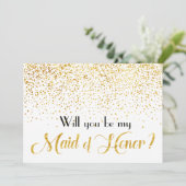 Faux Gold Confetti Wil je My Maid of Honor zijn? Kaart (Staand voorkant)