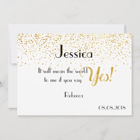 Faux Gold Confetti Wil je My Maid of Honor zijn? Kaart (Achterkant)