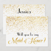 Faux Gold Confetti Wil je My Maid of Honor zijn? Kaart (Voorkant / Achterkant)