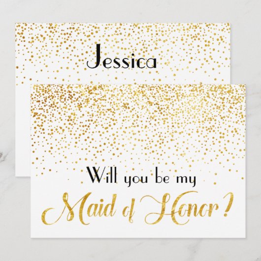Faux Gold Confetti Wil je My Maid of Honor zijn? Kaart (Voorkant / Achterkant)