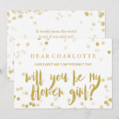 Faux Gold Confetti word je mijn Bloemenmeisje Kaart (Voorkant / Achterkant)