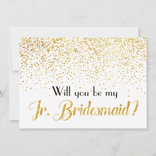Faux Gold Confetti Zal jij mijn Jr Bridesmaid zijn Kaart (Voorkant)